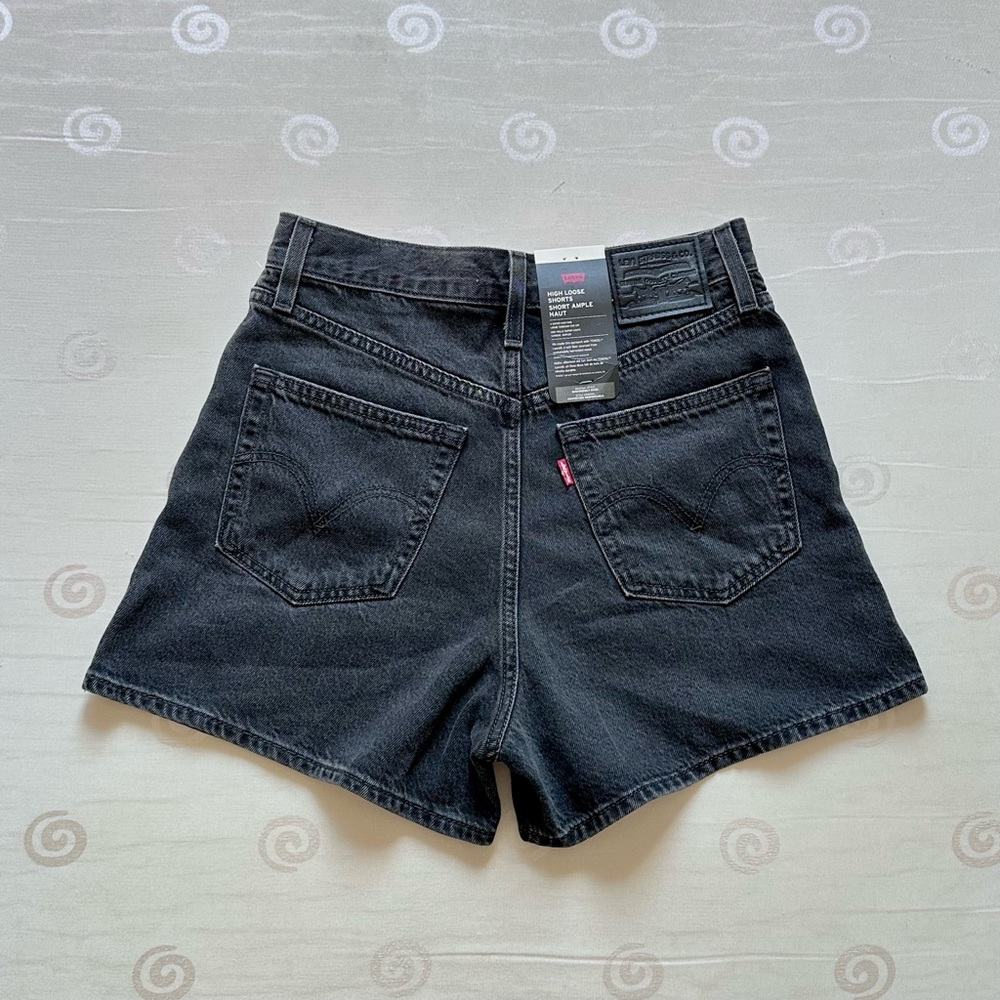 Levi’s washed black/dark grey “high loose” A line denim jean shorts size 26